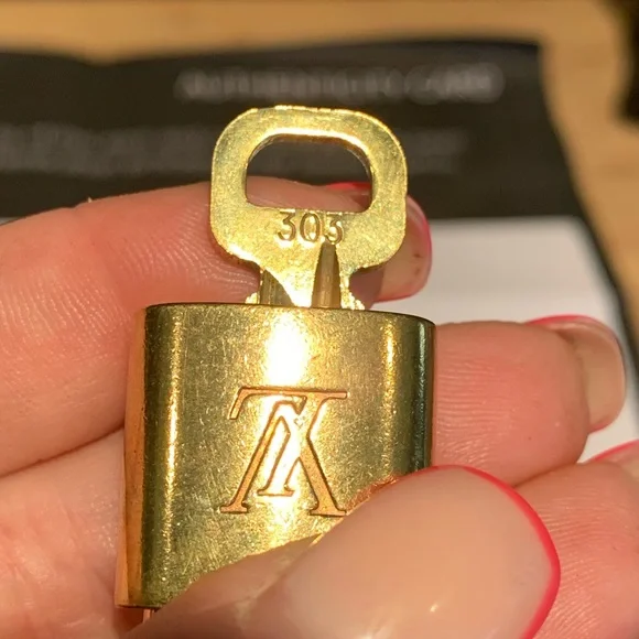 Authentic Louis Vuitton #303 lock and key with unbranded chain - Picture 3 of 8